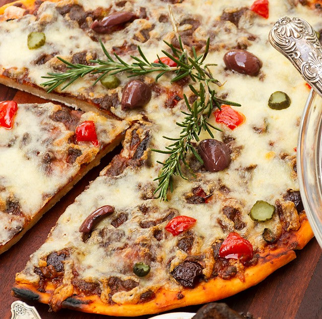 Coleman Royal Bakeries: Pizza Base. Makes two to three bases. Gluten-free (certified). Includes a pack of yeast.