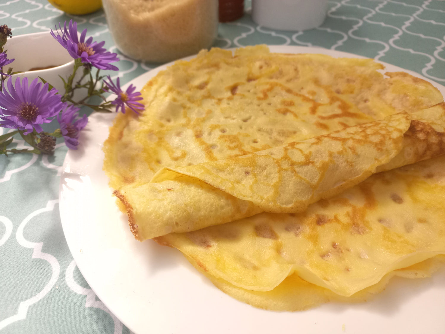 Pancakes (crêpes) made with Coleman Royal Bakeries Gluten-free Plain Flour.  Recipe available.