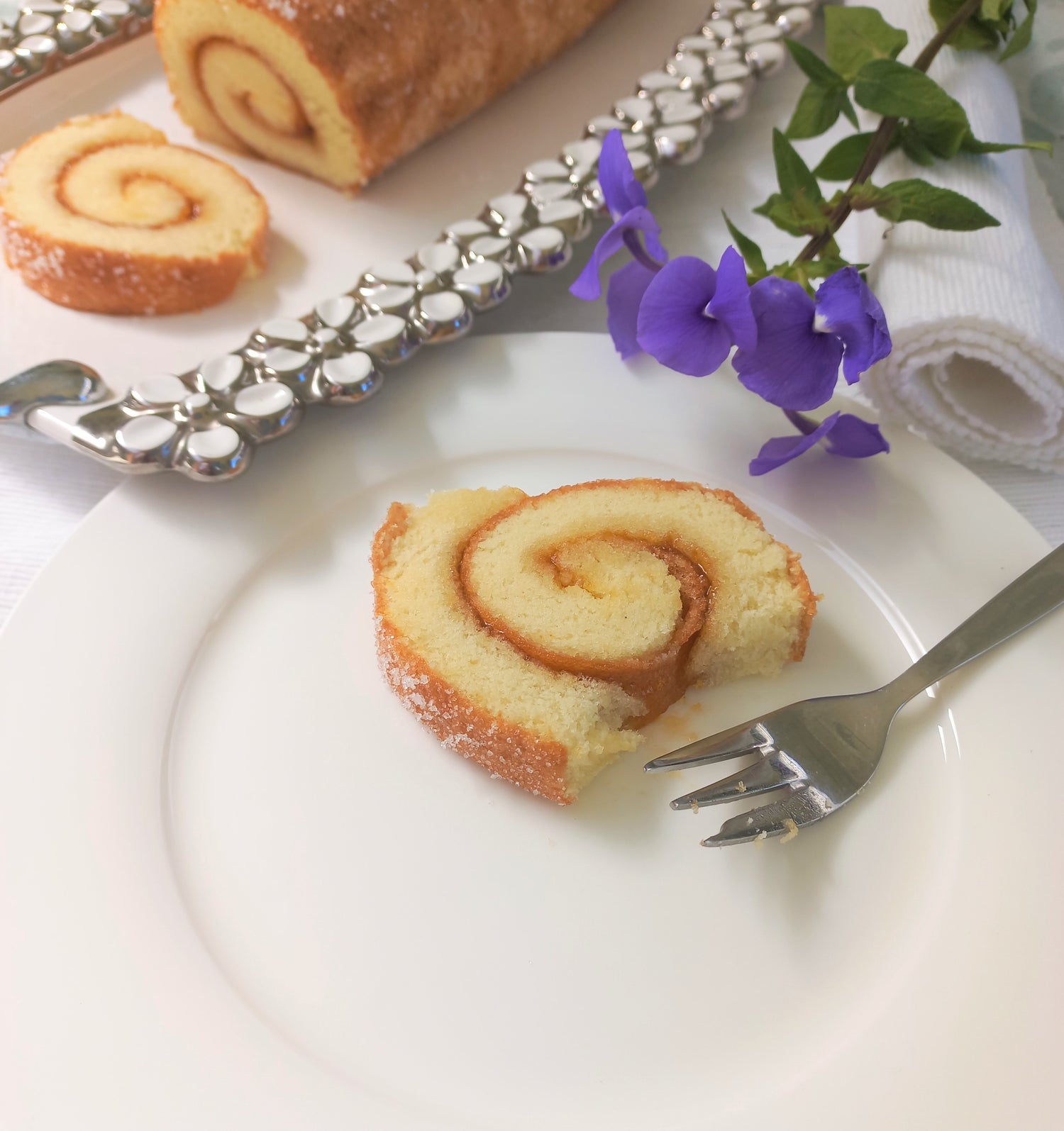 Swiss Roll (gluten-free and dairy-free). Made using Coleman Royal Bakeries Gluten-free Plain Flour. Recipe available.
