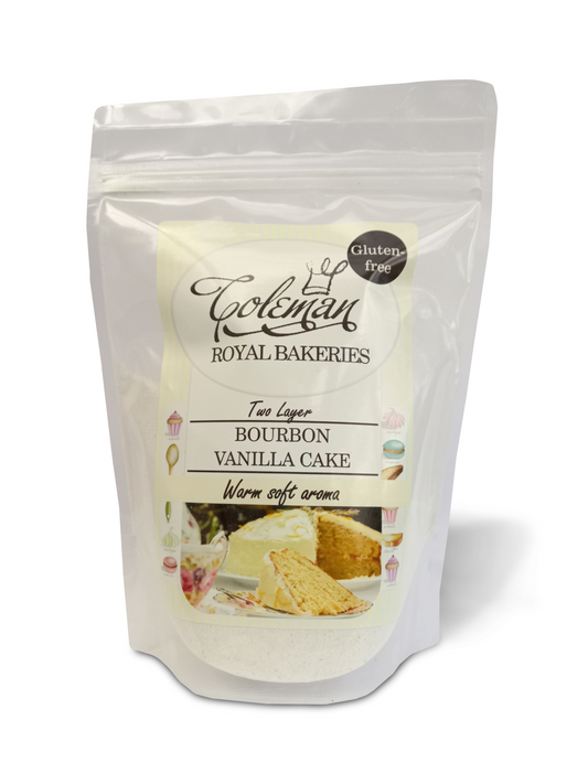 Coleman Royal Bakeries: Bourbon Vanilla Cake (makes 2 layers), Certified gluten-free premix.