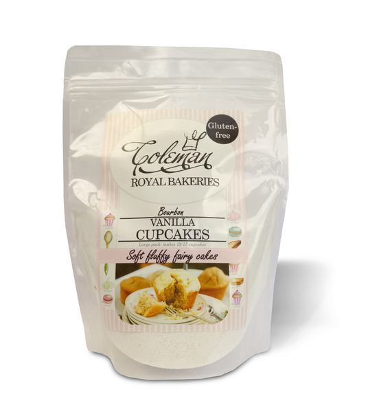 Coleman Royal Bakeries: Bourbon Vanilla Cupcakes (makes 12-15), Certified gluten-free premix.