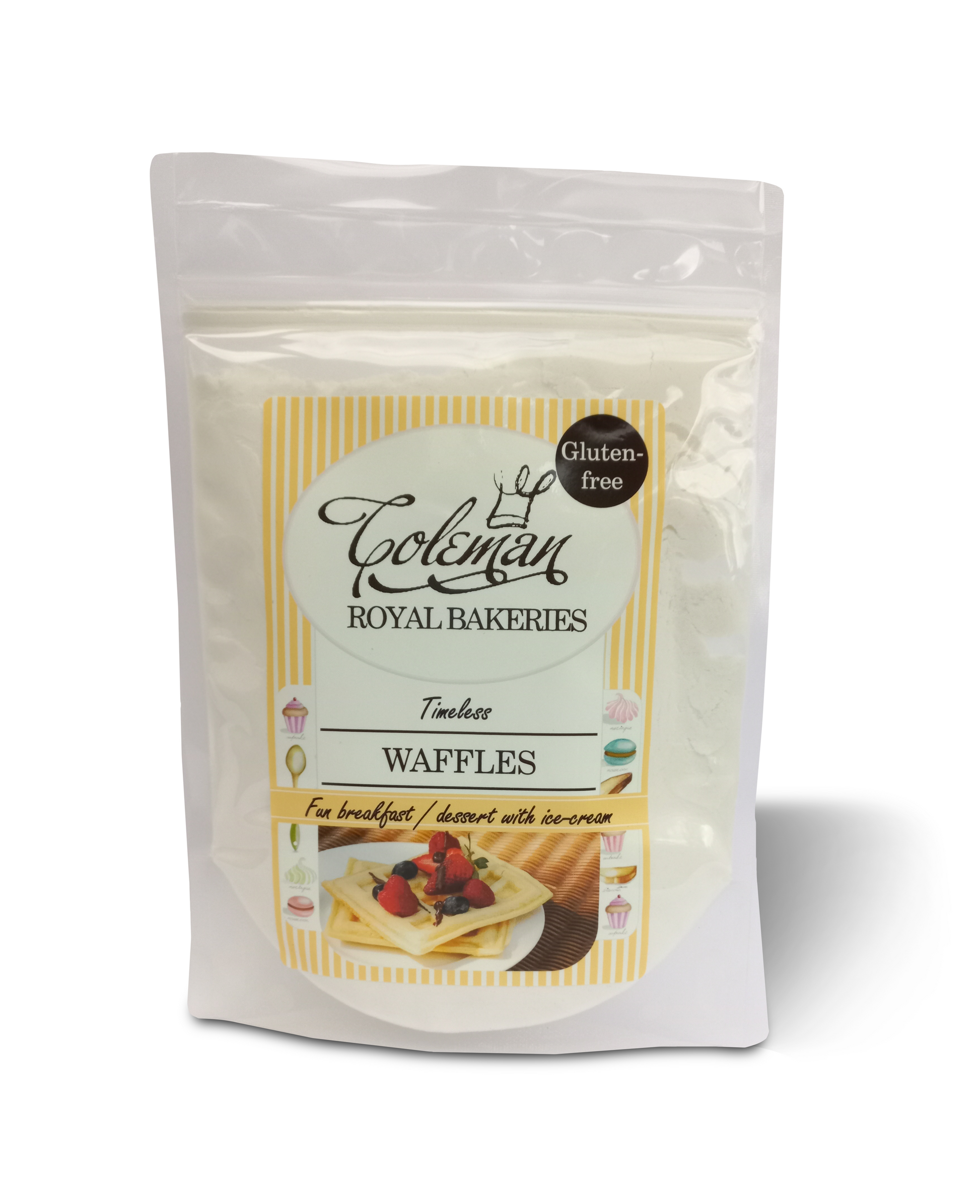 oleman Royal Bakeries: Timeless Waffles, Certified gluten-free premix.