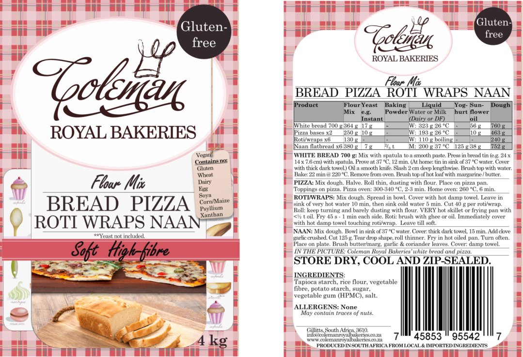 Bread Pizza Roti Wraps Naan bread 4 kg - Coleman Royal Bakeries