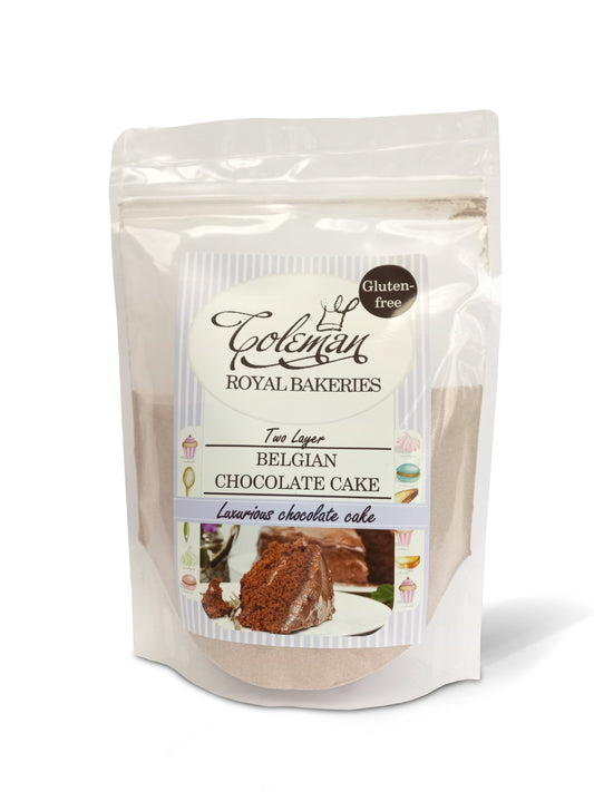 Coleman Royal Bakeries: Belgian Chocolate Cake, makes 2 layers. Certified gluten-free.